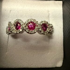 Silver and Ruby Gemstone Women's Ring - size 8